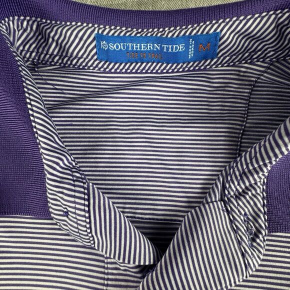 Southern Tide LSU Performance Polo Men M Tiger Tide To Trail Stretch Striped - Picture 7 of 9